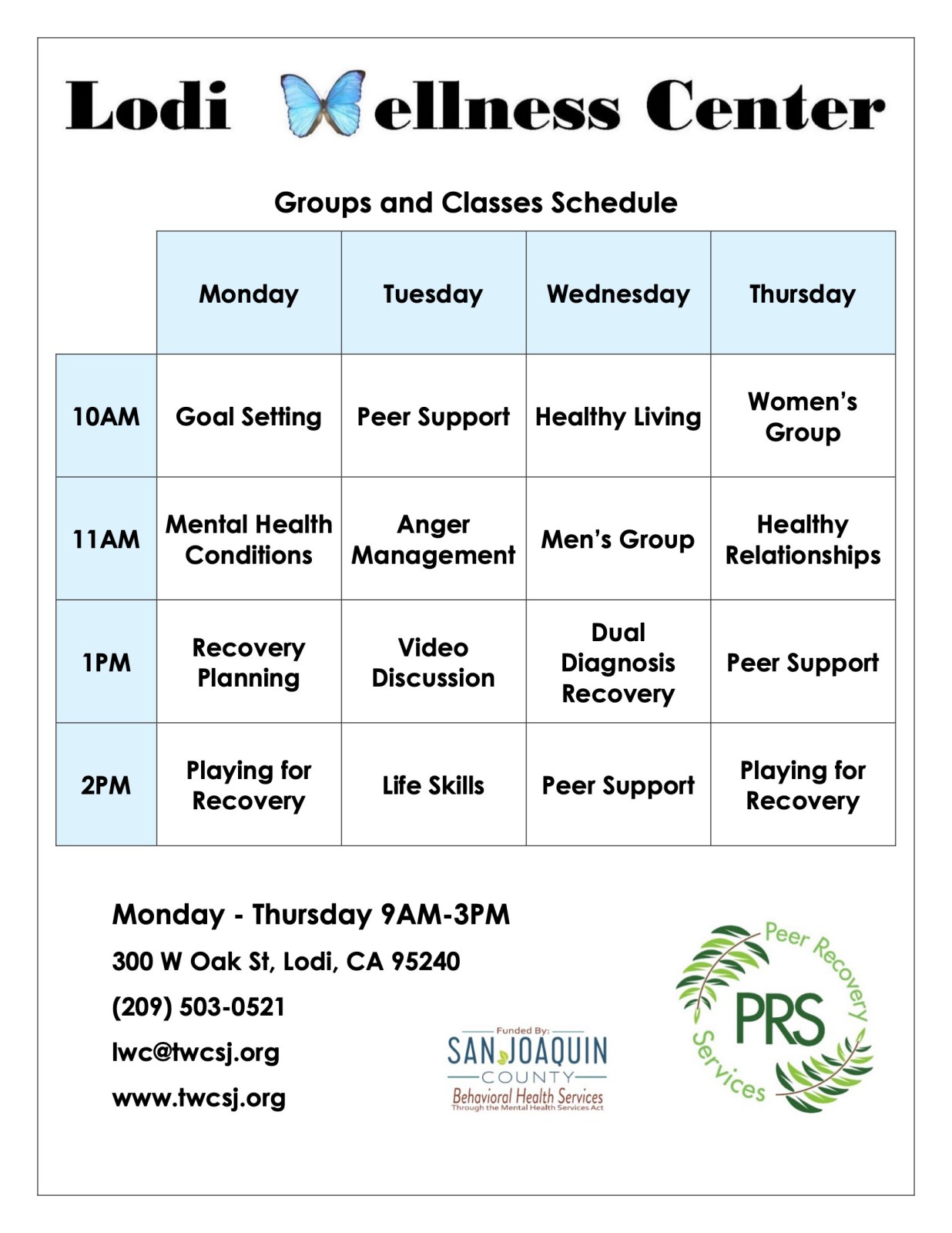 Lodi Wellness Center Activity Calendar